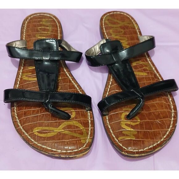 Sam Edelman Shoes - Sam Edelman womens size 10 Kira sandals flats black patent leather